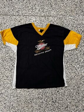 Miller Genuine Draft Men’s Black & Gold V‑Neck Shirt